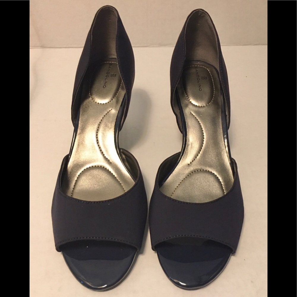 Bandolino Navy Fabric Open Toe Heel